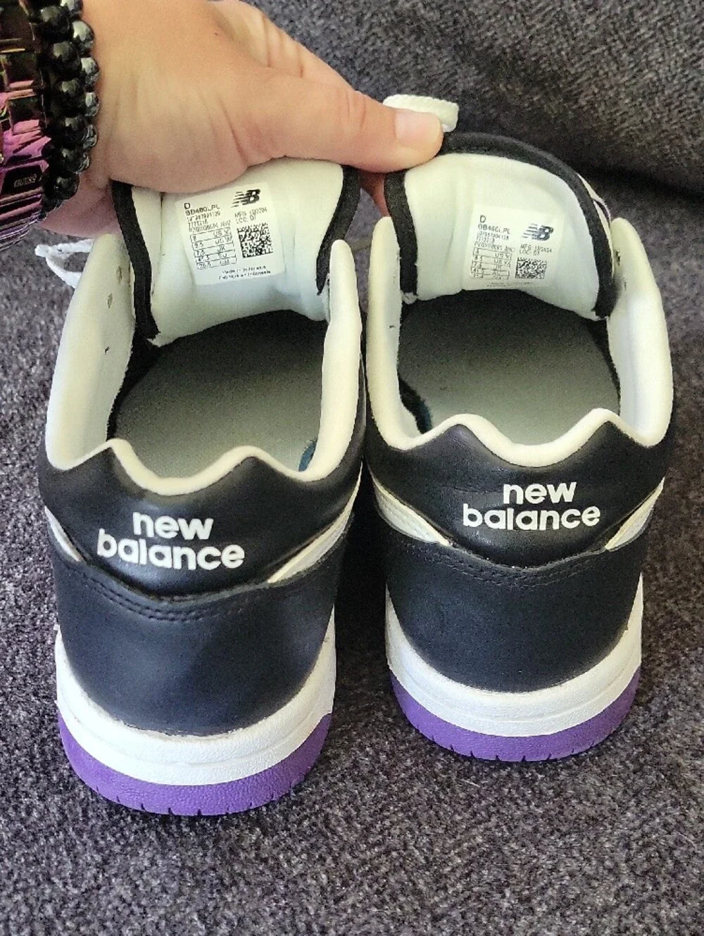 New Balance White, Black & Purple Low-Top Sneakers